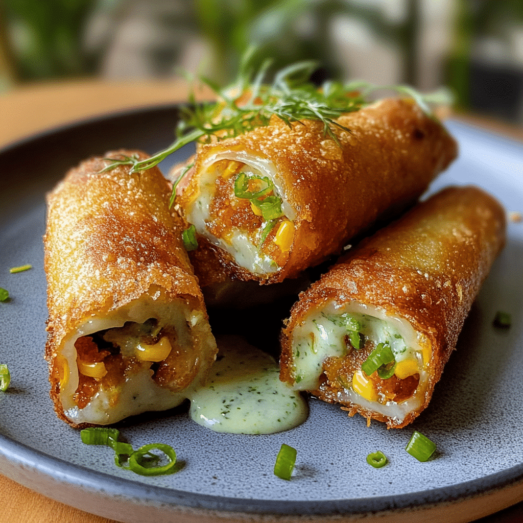 Crispy and Cheesy Elote Egg Rolls