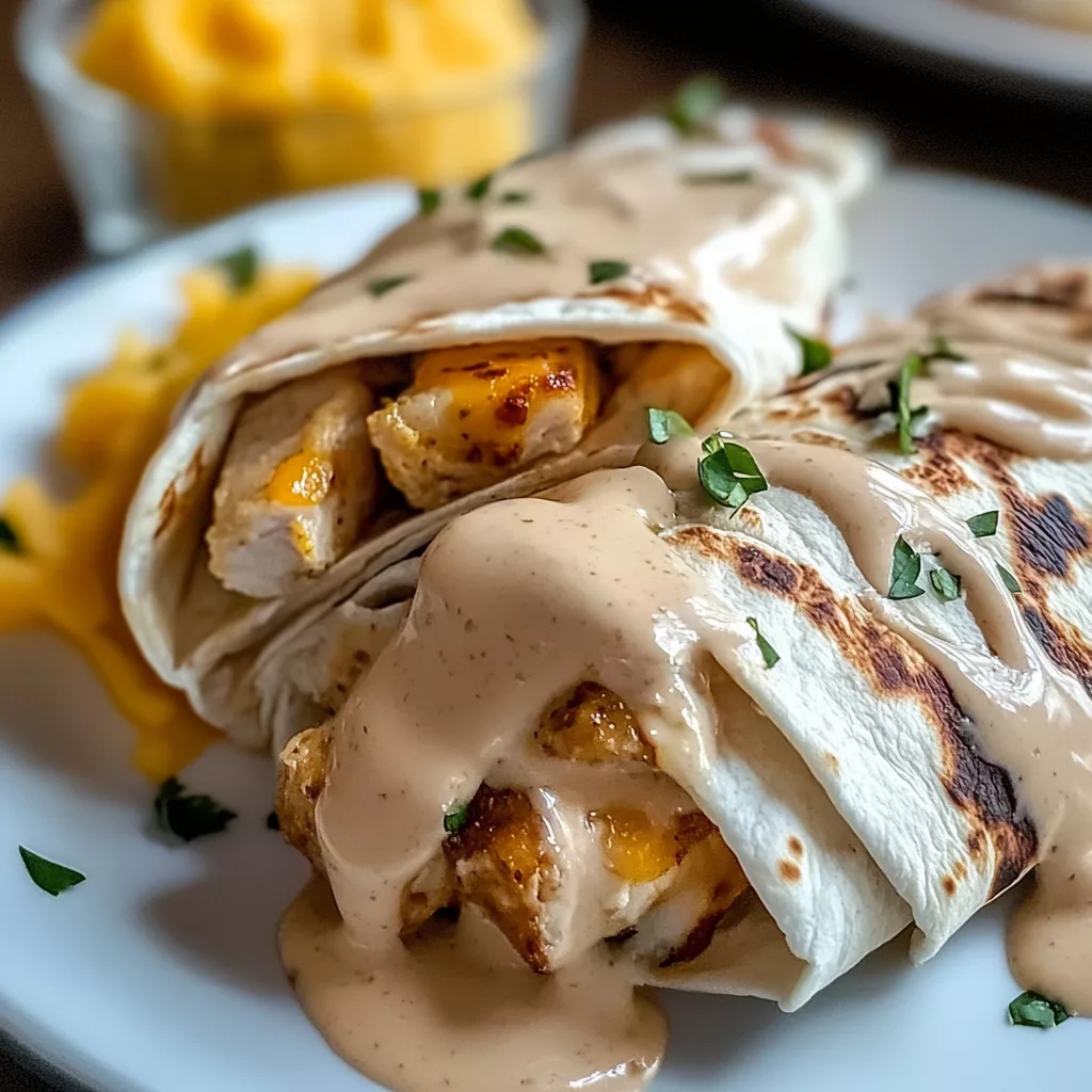 Cheesy Garlic Chicken Wraps