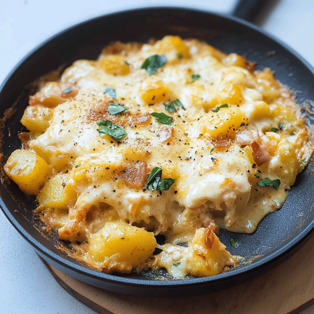 Cheesy Potato Egg Scramble
