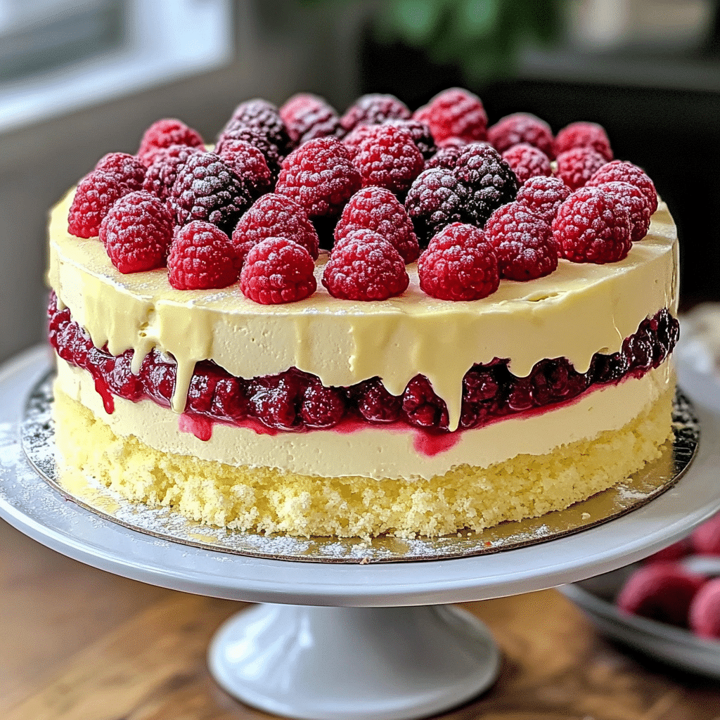 Heavenly White Chocolate Raspberry Cake