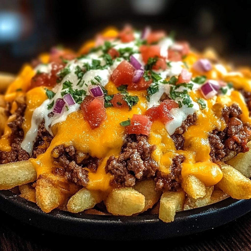 Loaded Nacho Fries with Beef and Cheese