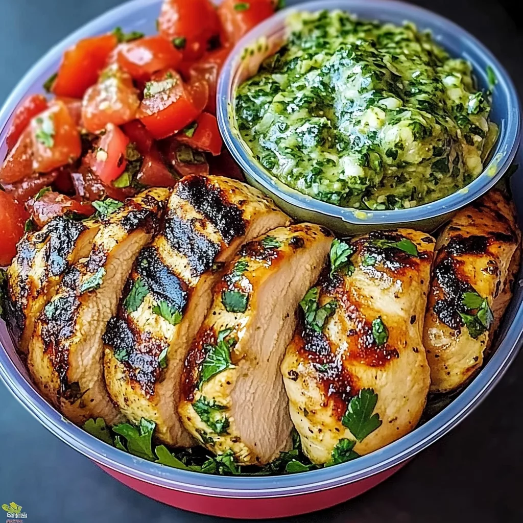 Chimichurri Grilled Chicken Bowl with Garlic Sauce