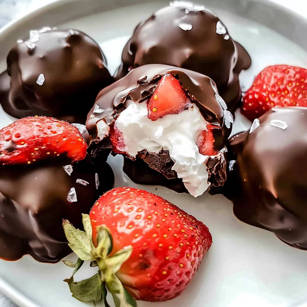 Chocolate Strawberry Frozen Yogurt Bites
