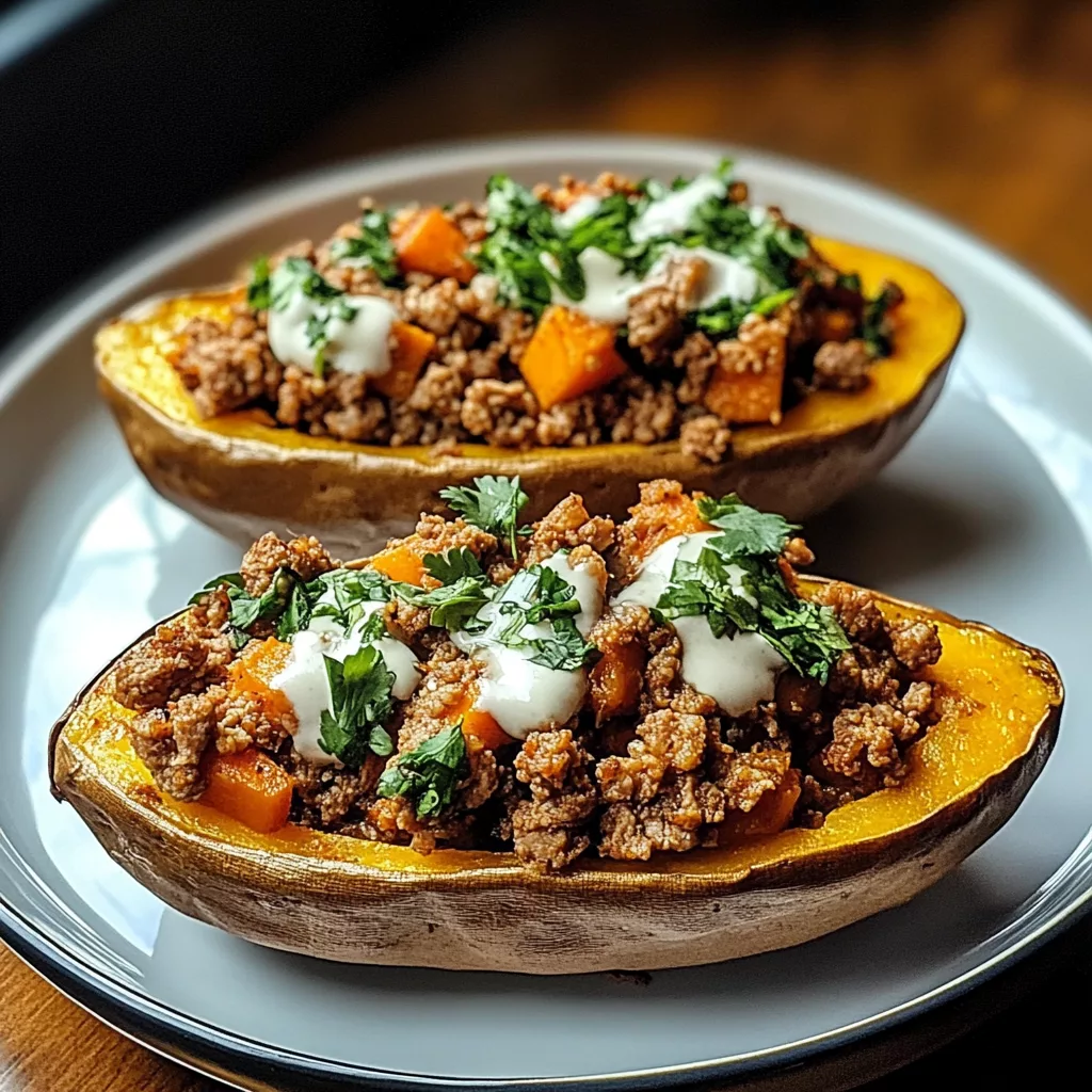 Ground Turkey Stuffed Sweet Potatoes