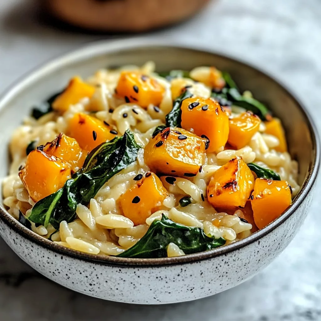 Creamy Orzo with Roasted Butternut Squash and Spinach