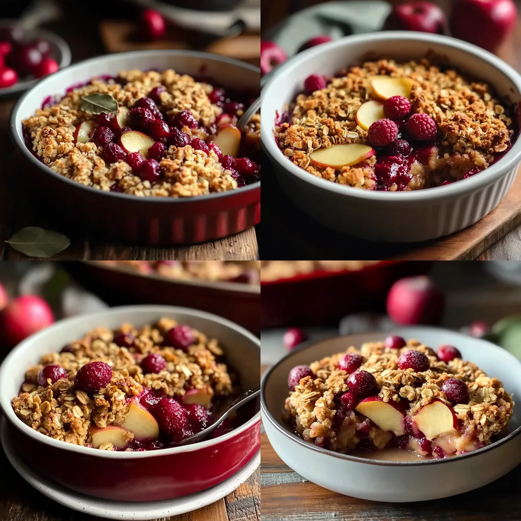 Spiced Cranberry Apple Crumble With Pecan Topping
