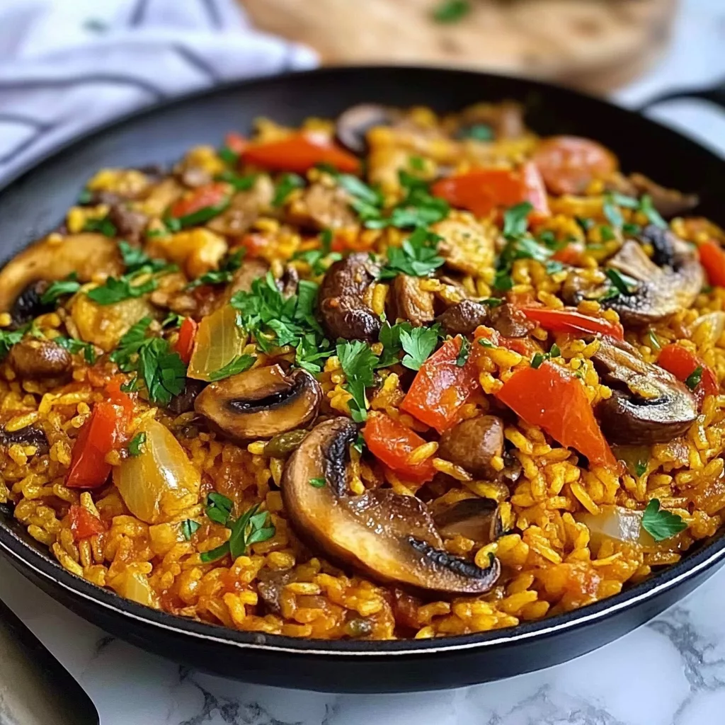 Vibrant Vegan Paella With Mixed Mushrooms