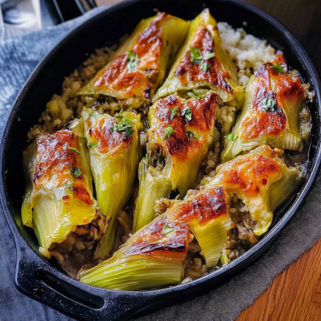 Meat & Rice Stuffed Leeks