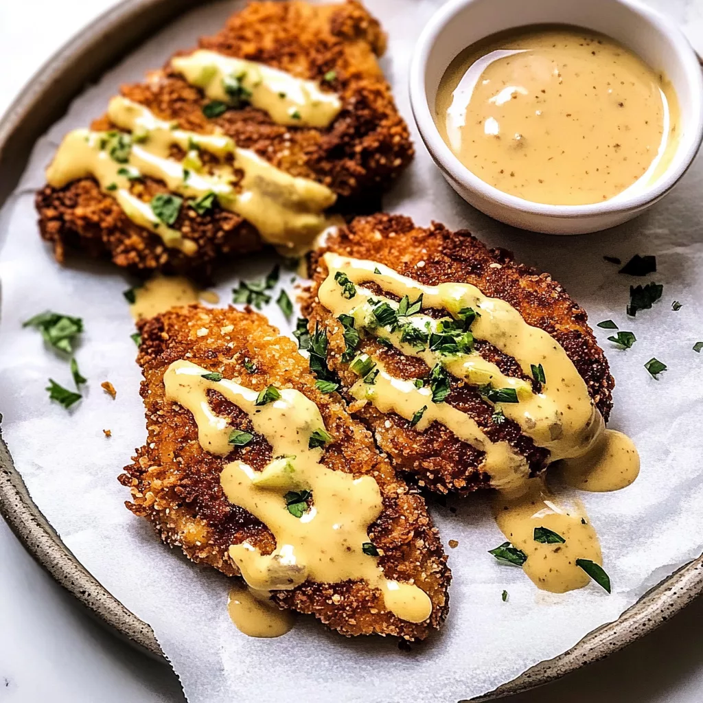 Pretzel Crusted Chicken with Cheddar-Mustard Sauce