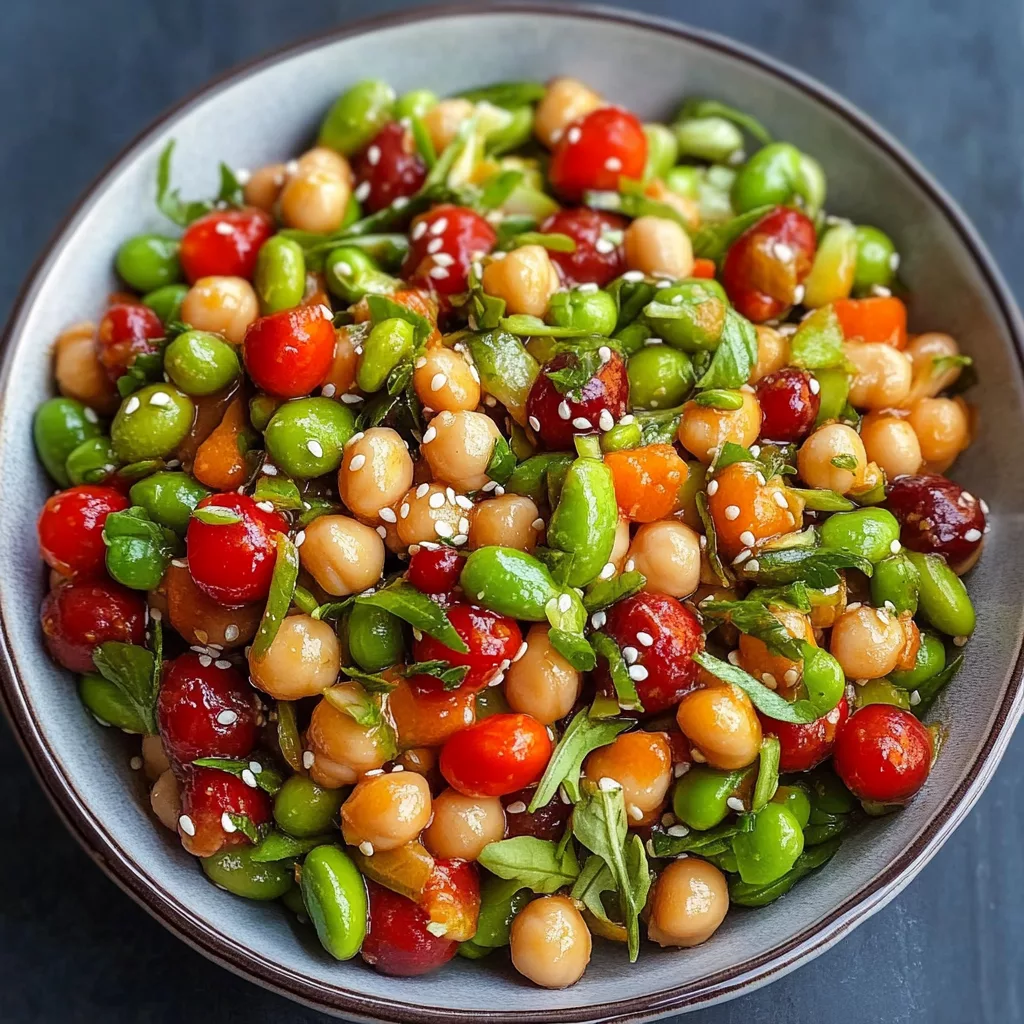 Chickpea Edamame Salad with Ginger Sesame Vinaigrette Recipe