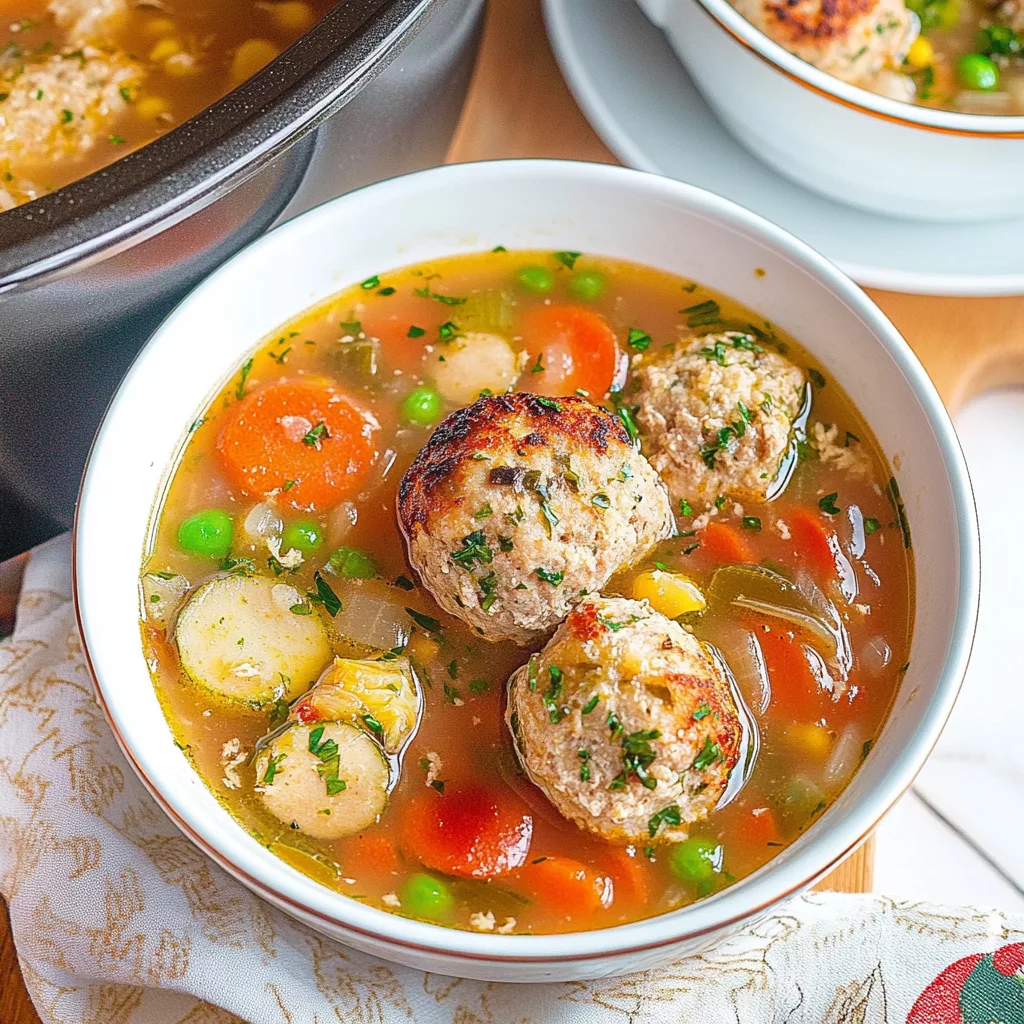 Crockpot Chicken Meatball & Veggie Soup