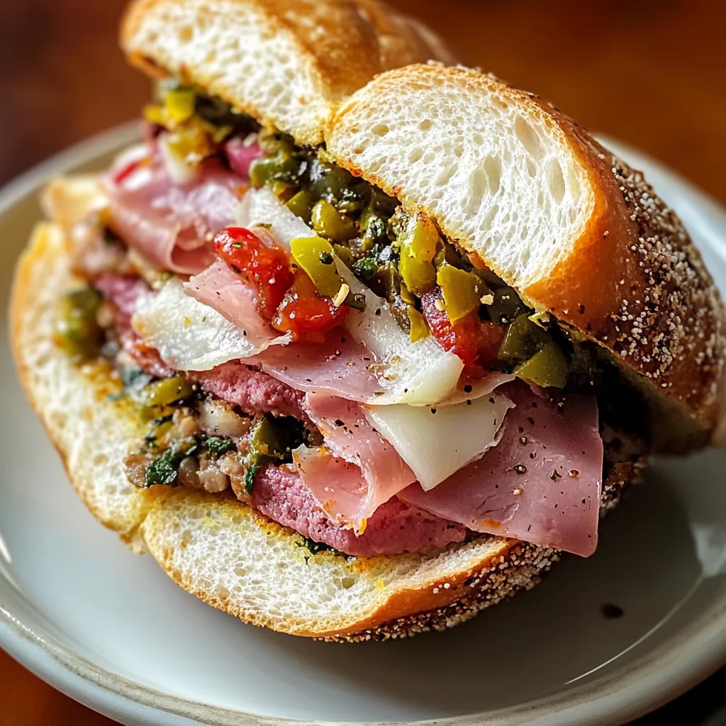 New Orleans Style Spicy Muffaletta Sandwich