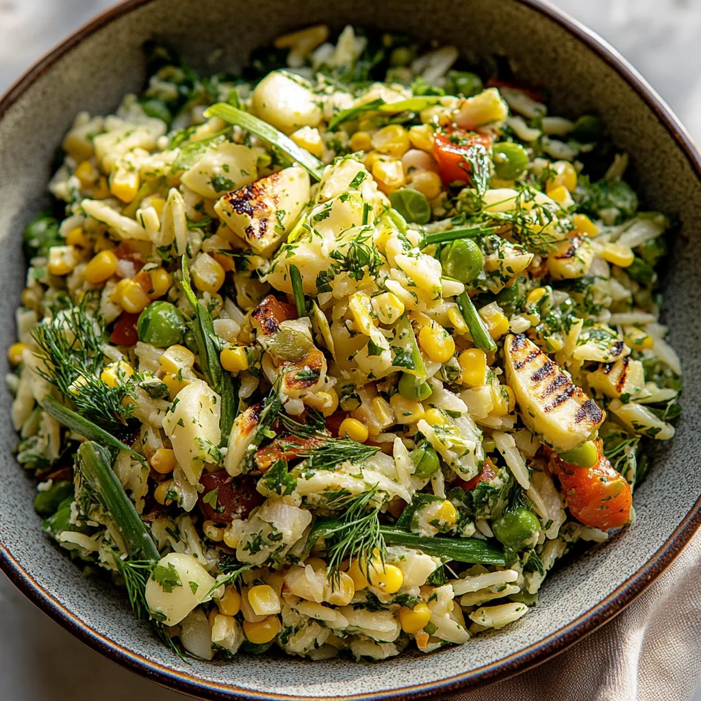 Grilled Corn Orzo Salad with Scallion Dill
