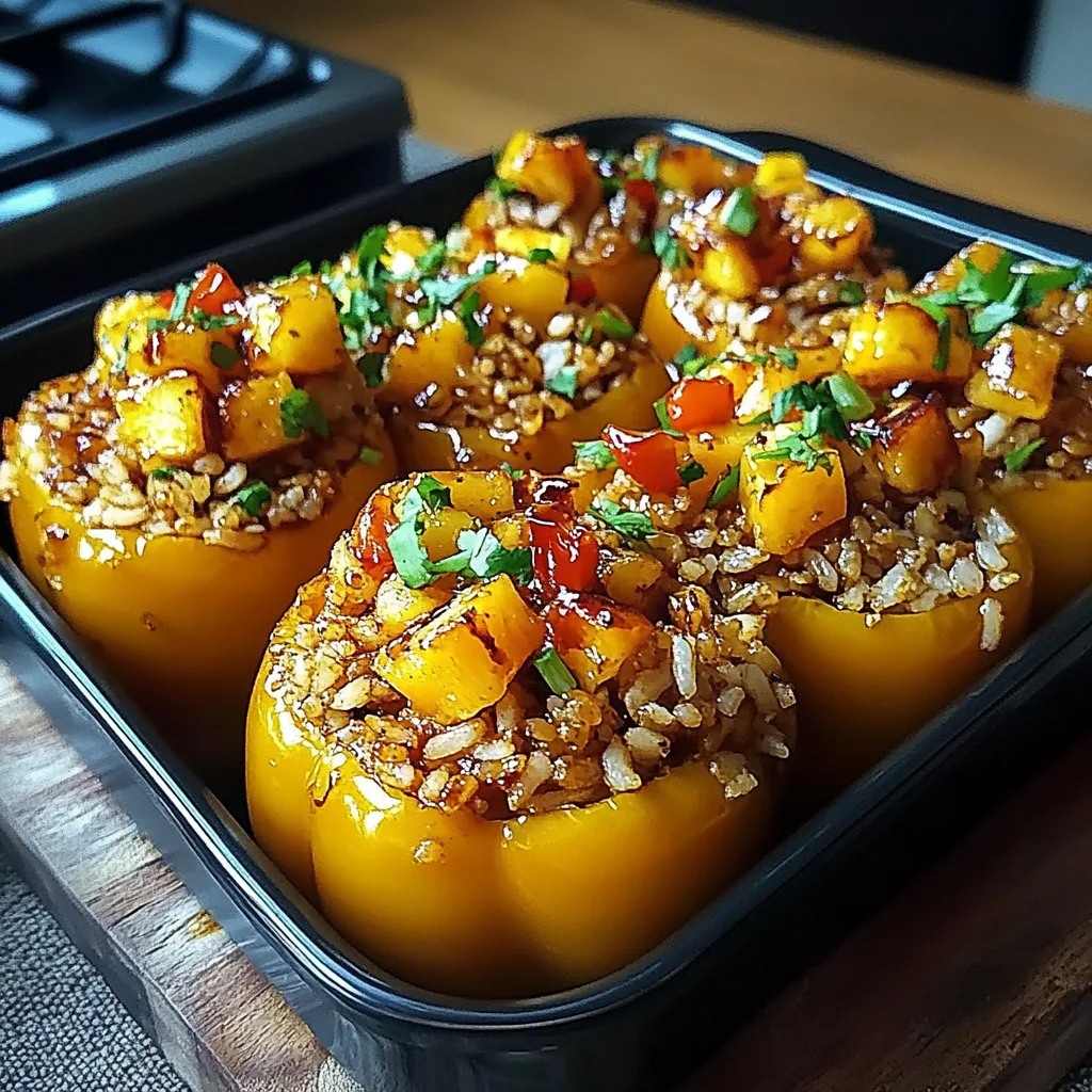 Teriyaki Pineapple Chicken and Rice Stuffed Peppers