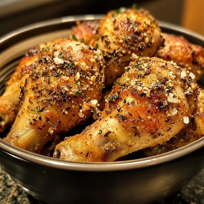 Crispy Air Fryer Chicken Drumsticks with Garlic Parmesan
